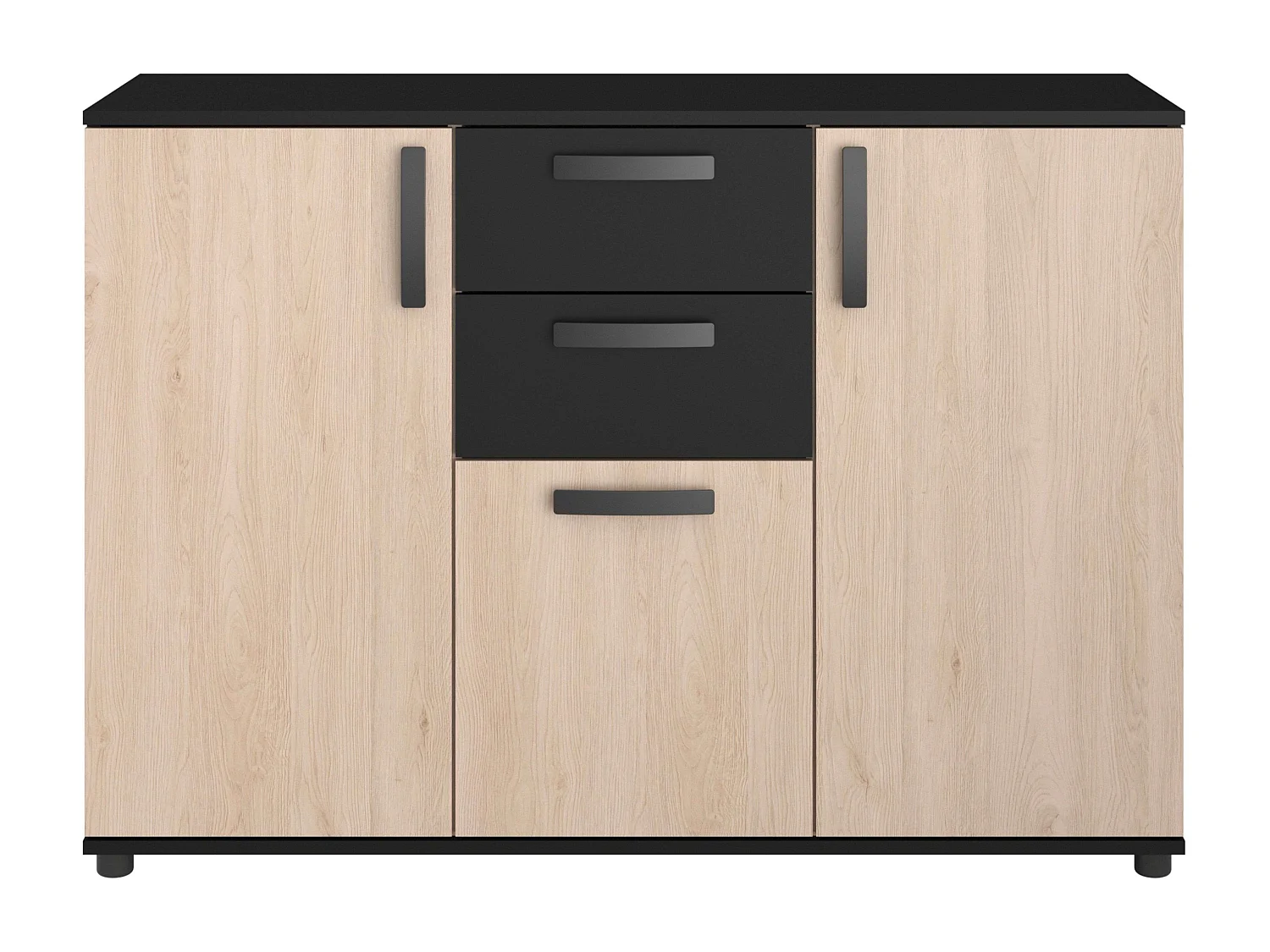 Aparador de sala de jantar moderno escuro, carvalho do Brooklyn e pontilhado preto, 119x40 cm