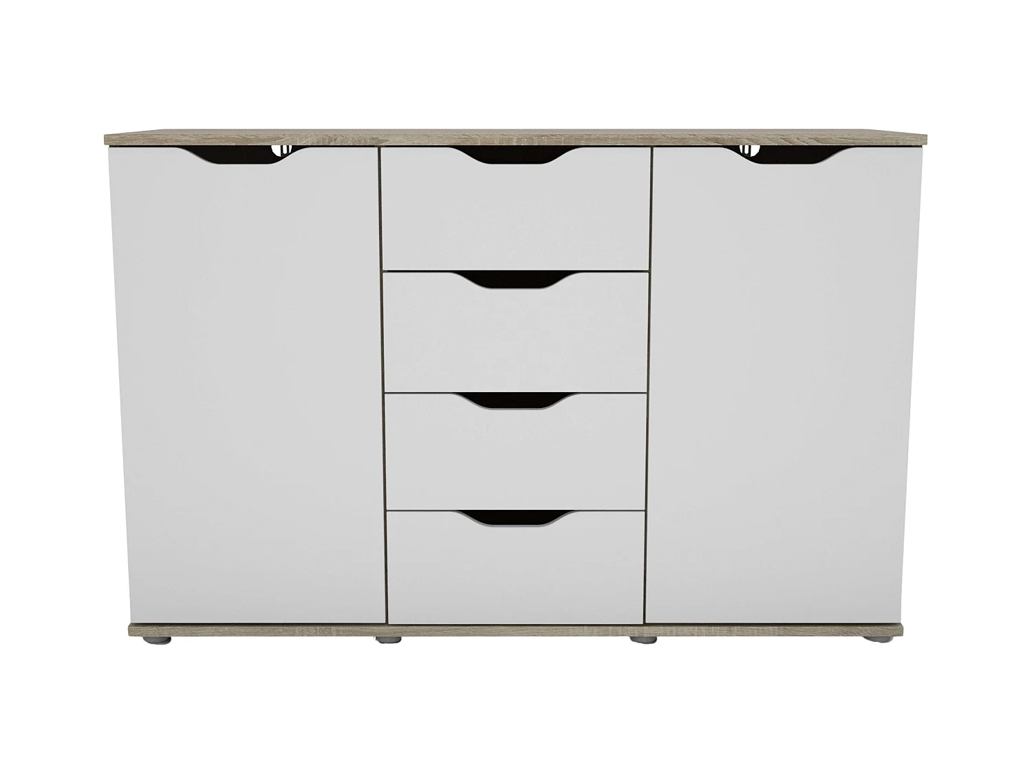 Buffet Parc 2 portes 4 tiroirs Chêne Sonoma Blanc mat 120 x 78,7 x 38 cm