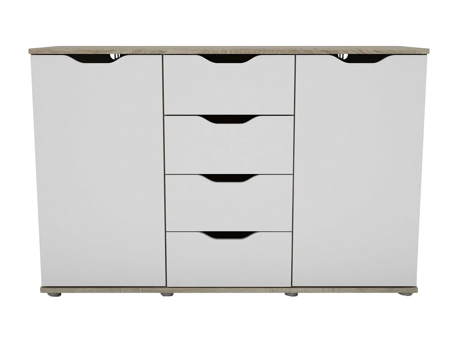 Aparador Parc 2 Portas 4 Gavetas Carvalho Sonoma Branco Mate 120x78,7x38 cm