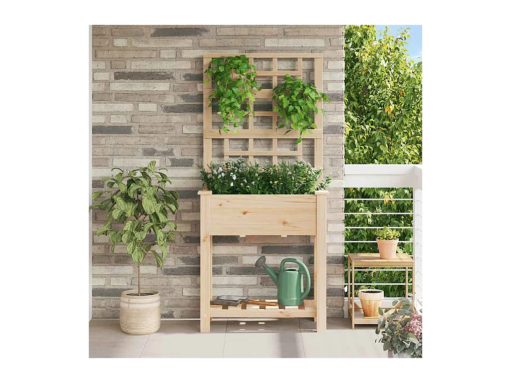 Cache-pot de jardin | Jardinière Beige 71 x 38 x 152 cm Bois de sapin massif