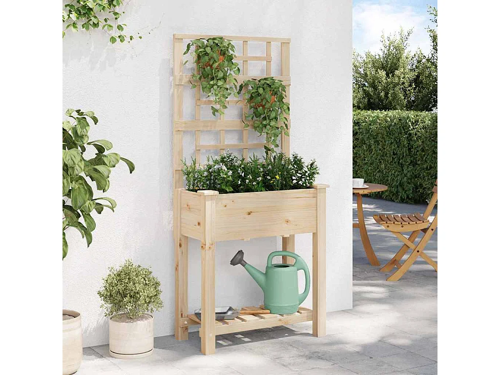 Cache-pot de jardin | Jardinière Beige 71 x 38 x 152 cm Bois de sapin massif
