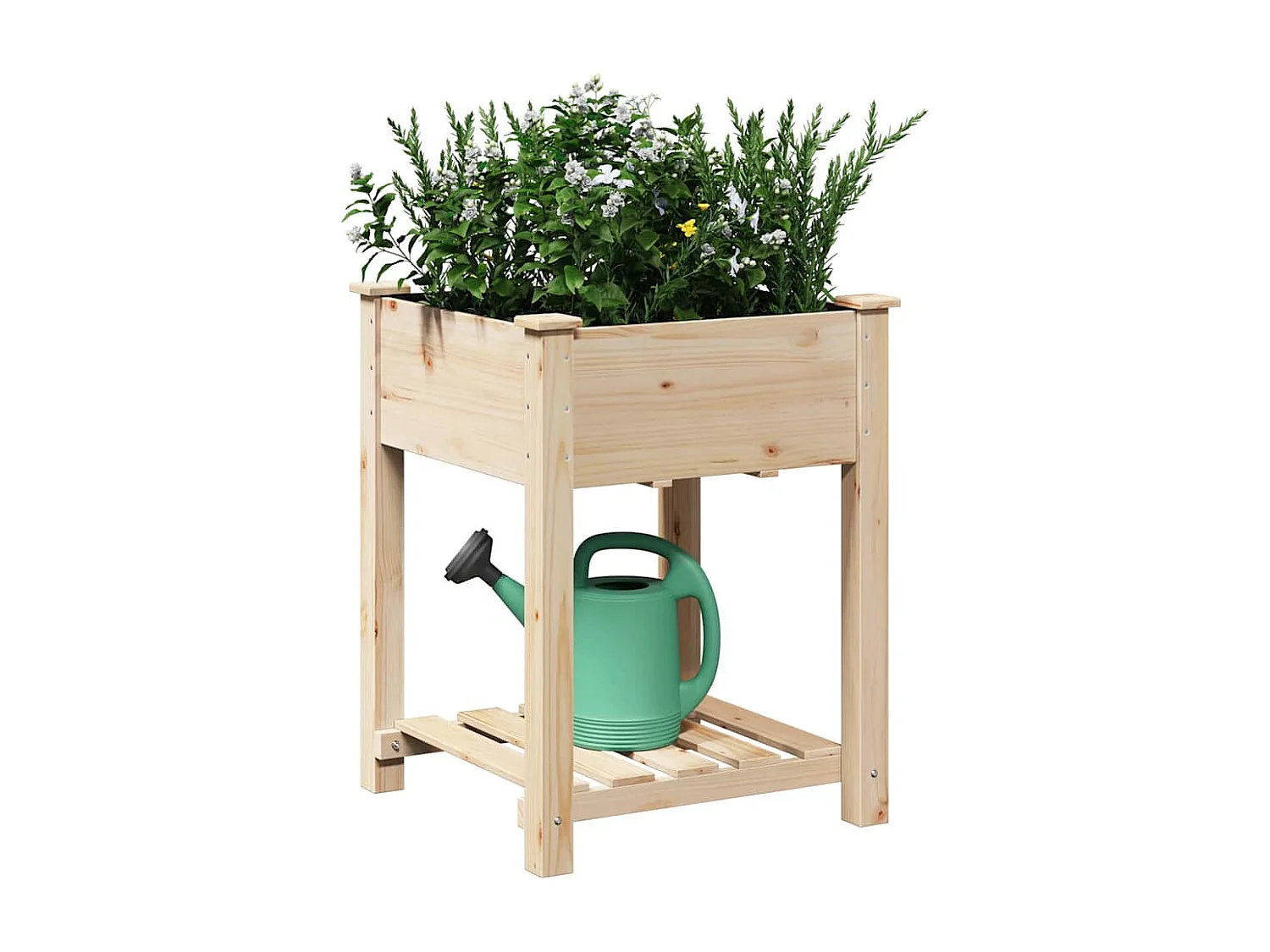 Maceta para Jardín | Jardinera | Macetero con estante Beige 60.5 x 60 x 76.5 cm