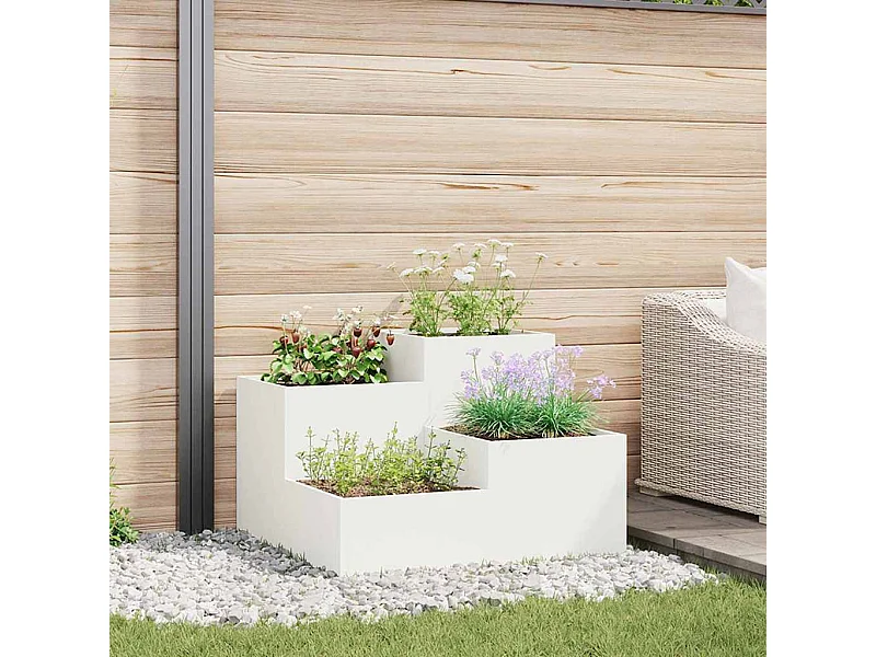 Cache-pot de jardin | Jardinière Blanc 80 x 80 x 60 cm Acier