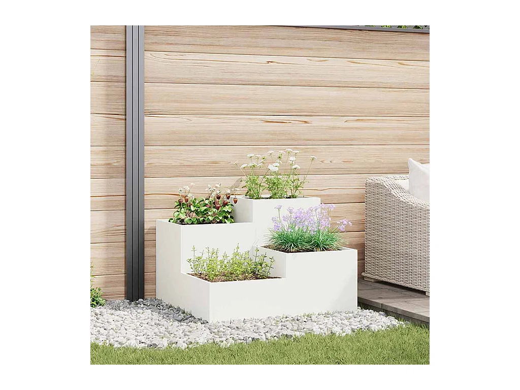 Cache-pot de jardin | Jardinière Blanc 80 x 80 x 60 cm Acier