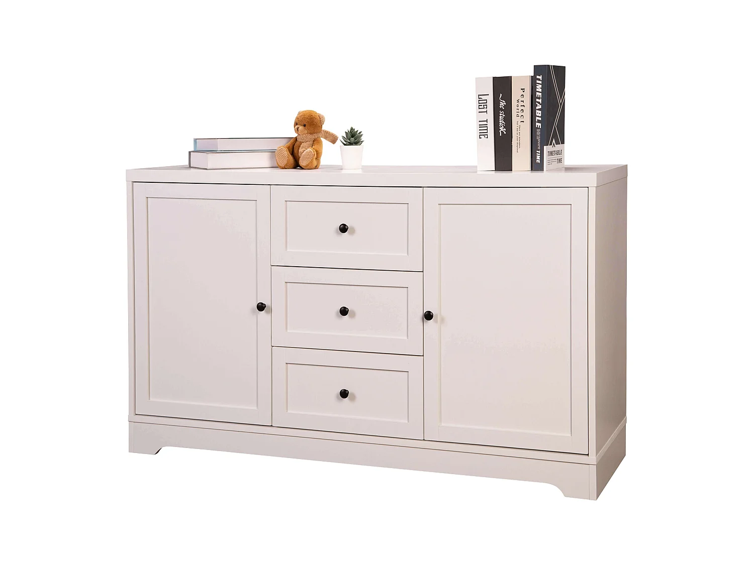 Buffet de salon Ottavia 2 portes 3 tiroirs Blanc 120 cm