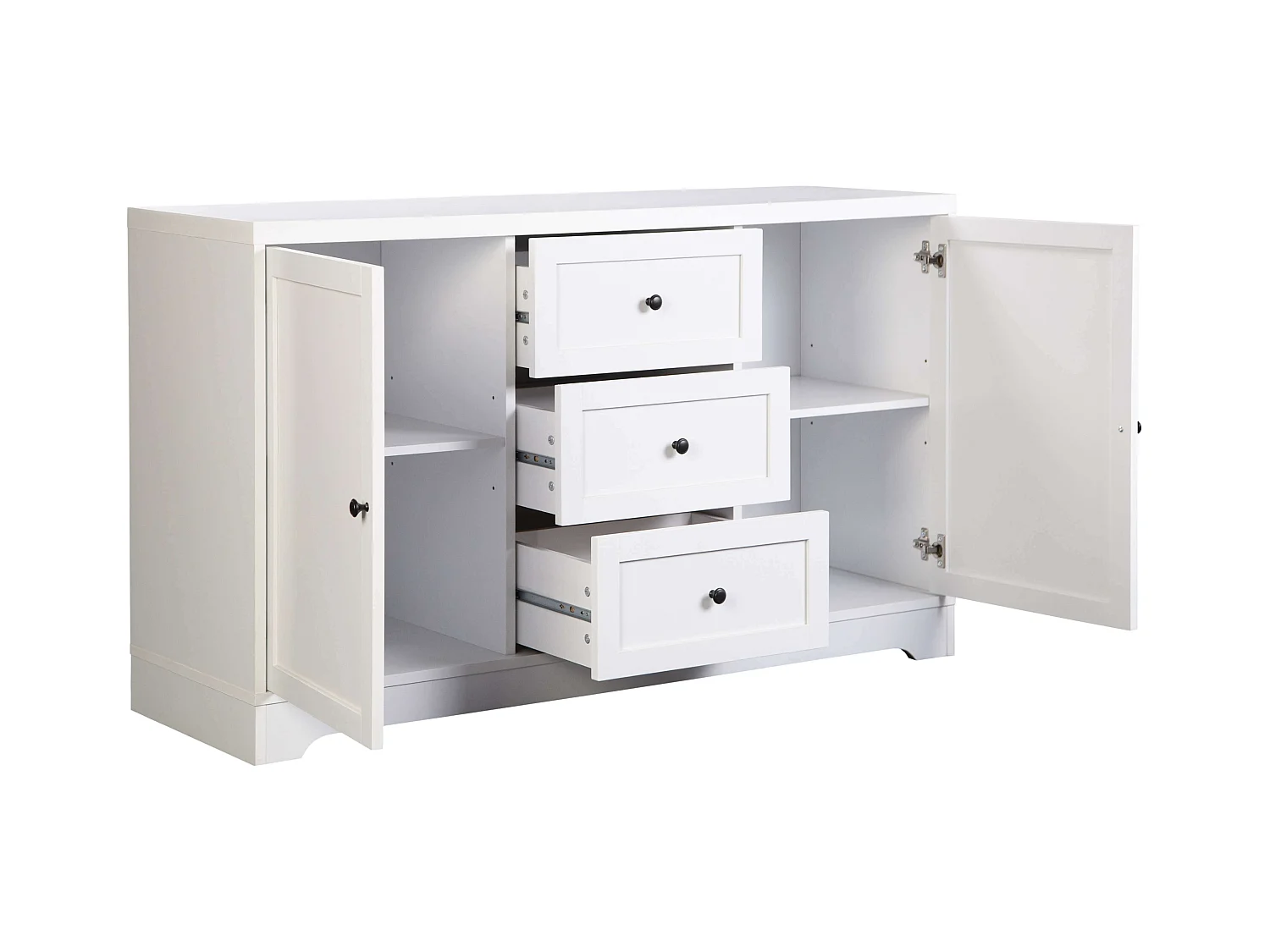 Buffet de salon Ottavia 2 portes 3 tiroirs Blanc 120 cm