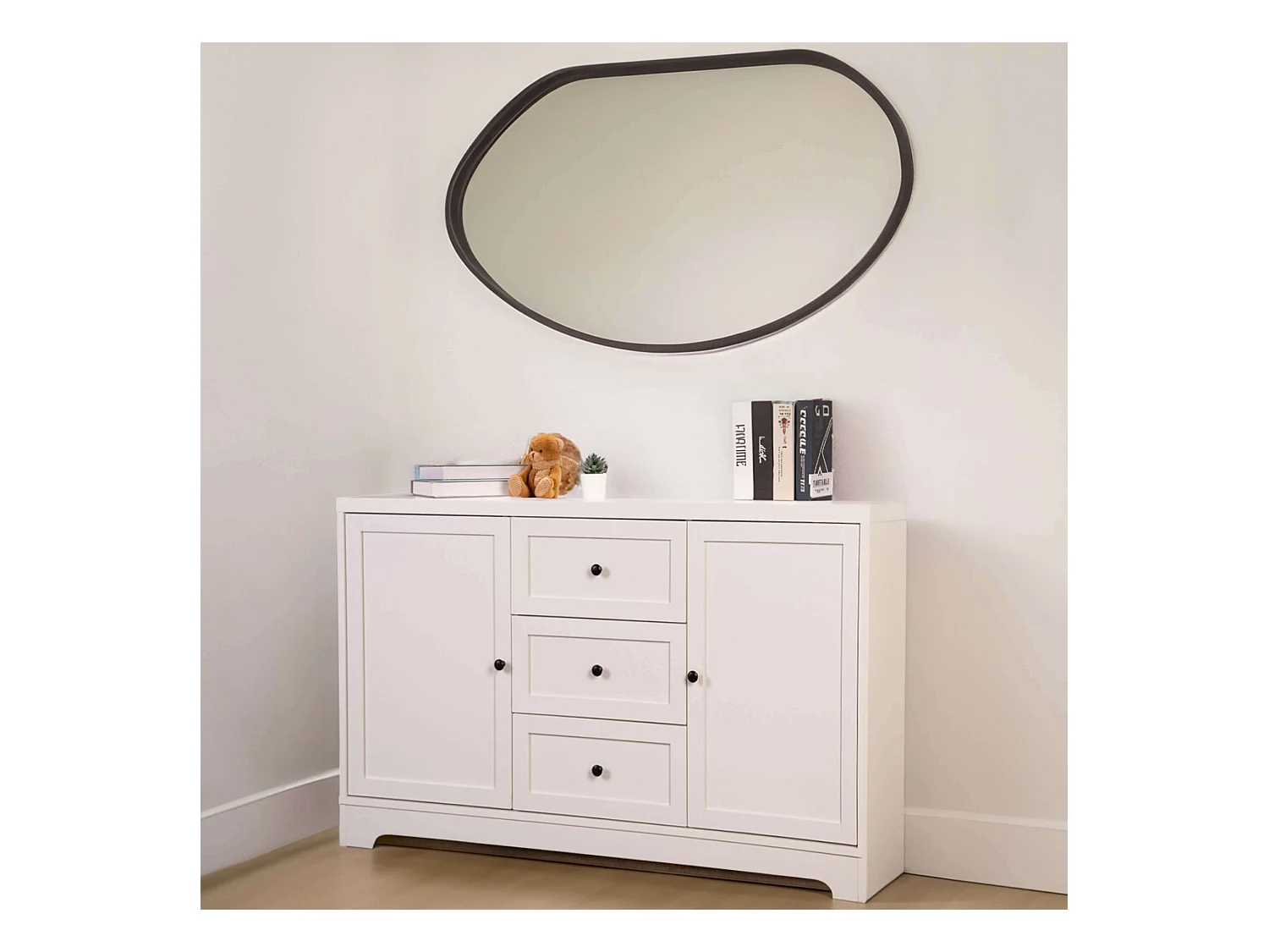 Buffet de salon Ottavia 2 portes 3 tiroirs Blanc 120 cm