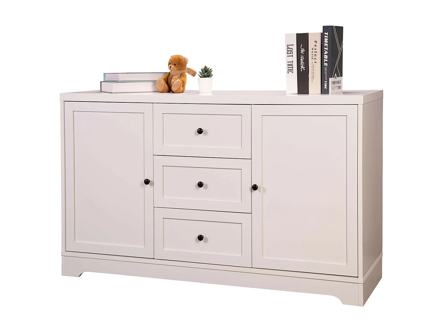 Buffet de salon Ottavia 2 portes 3 tiroirs Blanc 120 cm