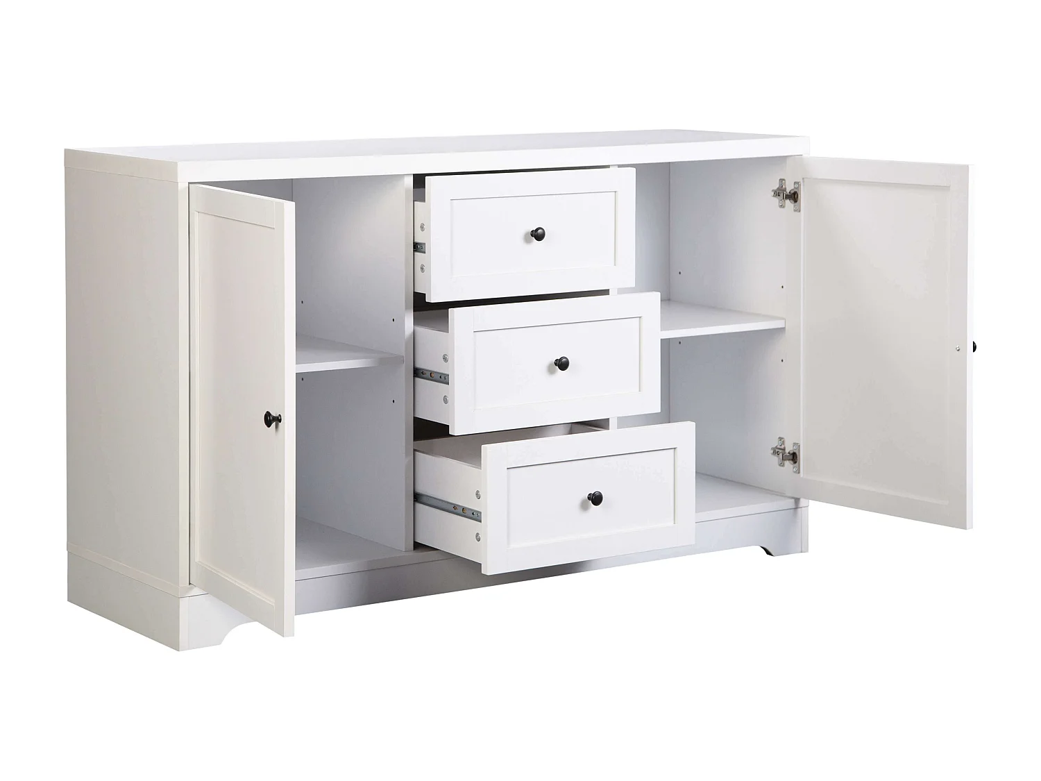 Buffet de salon Ottavia 2 portes 3 tiroirs Blanc 120 cm