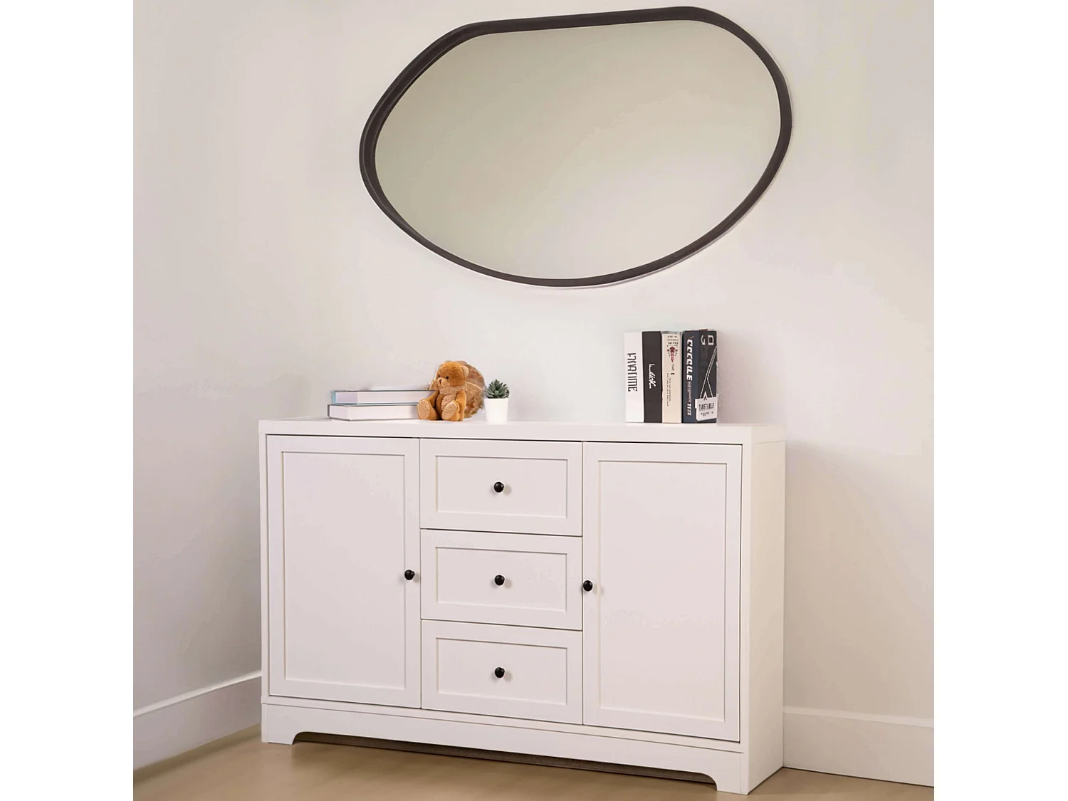 Buffet de salon Ottavia 2 portes 3 tiroirs Blanc 120 cm