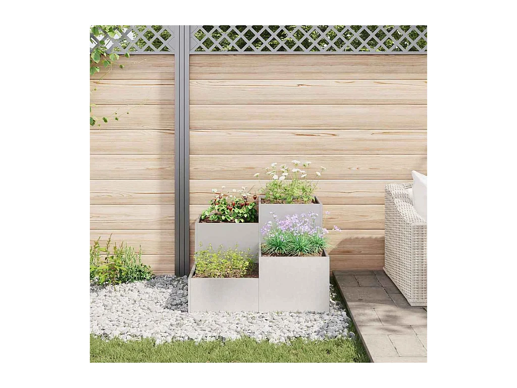 Maceta para Jardín | Jardinera | Macetero Plateado 100 x 100 x 60 cm Acero inoxidable