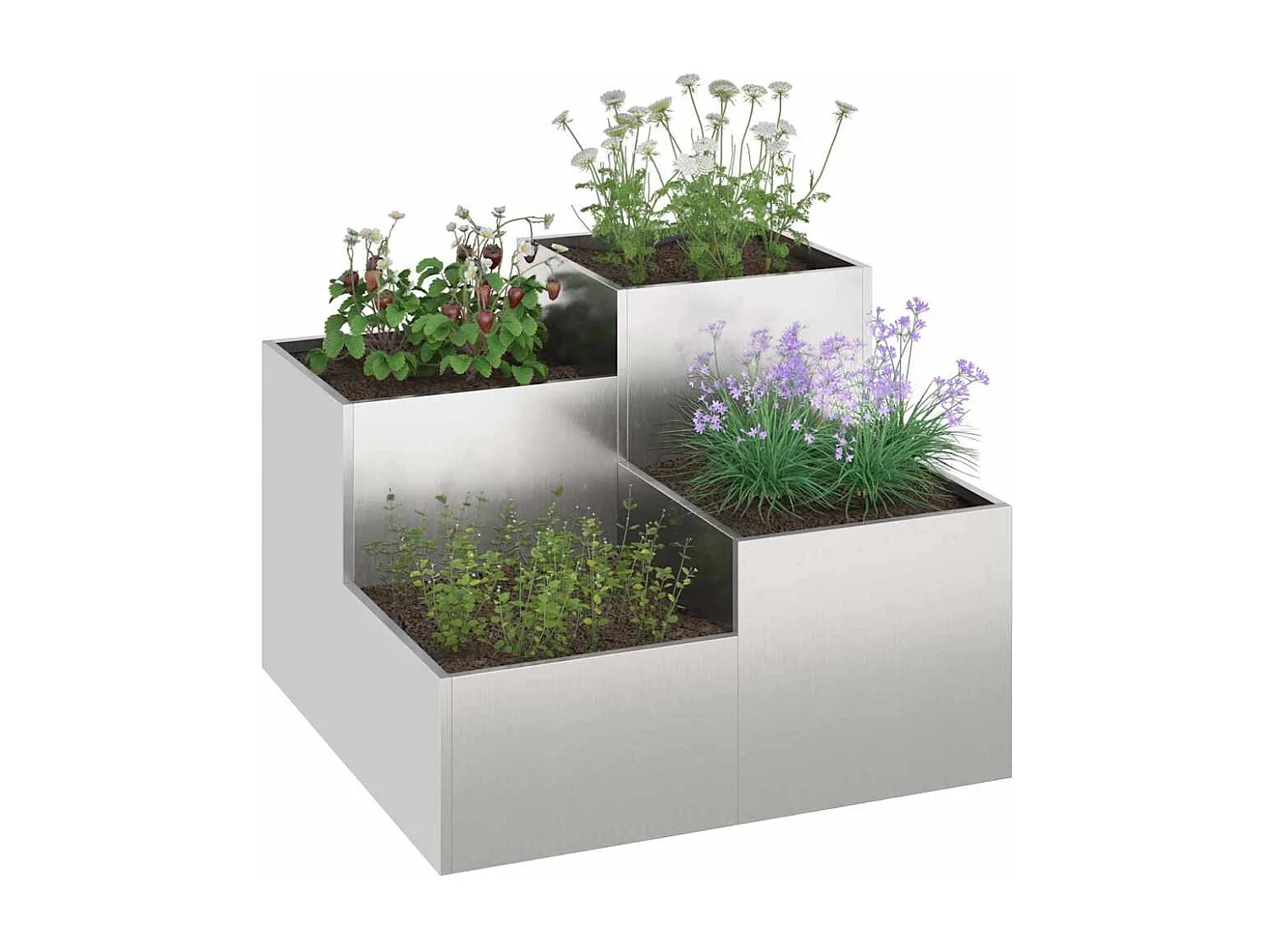 Maceta para Jardín | Jardinera | Macetero Plateado 100 x 100 x 60 cm Acero inoxidable