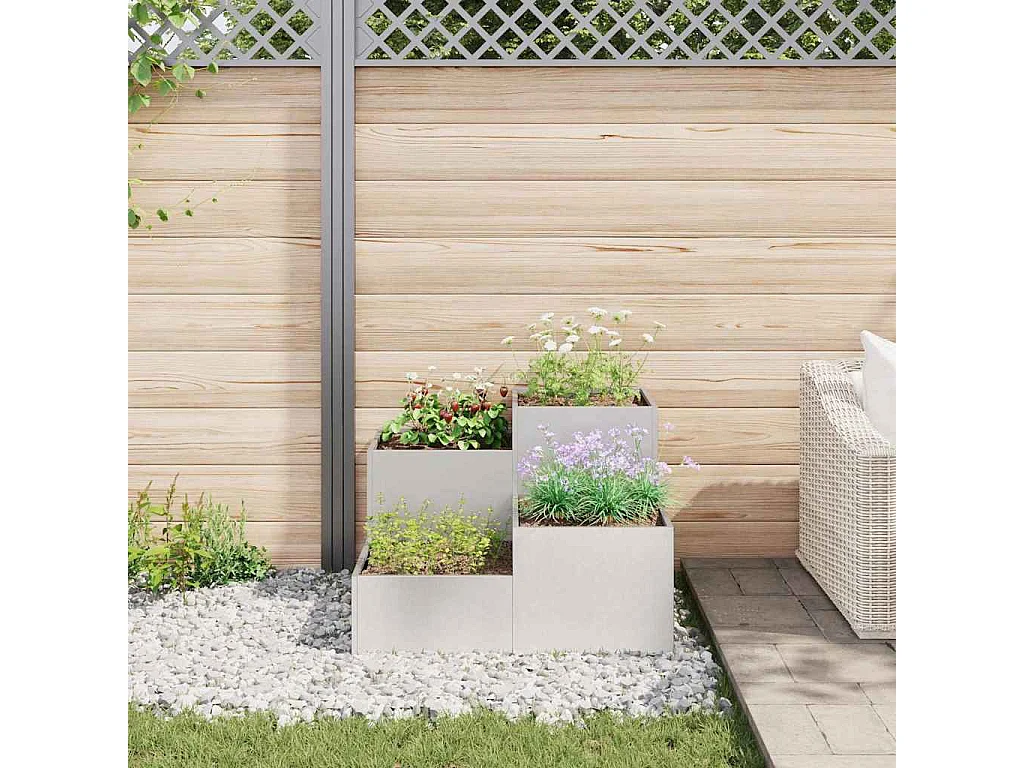 Maceta para Jardín | Jardinera | Macetero Plateado 100 x 100 x 60 cm Acero inoxidable