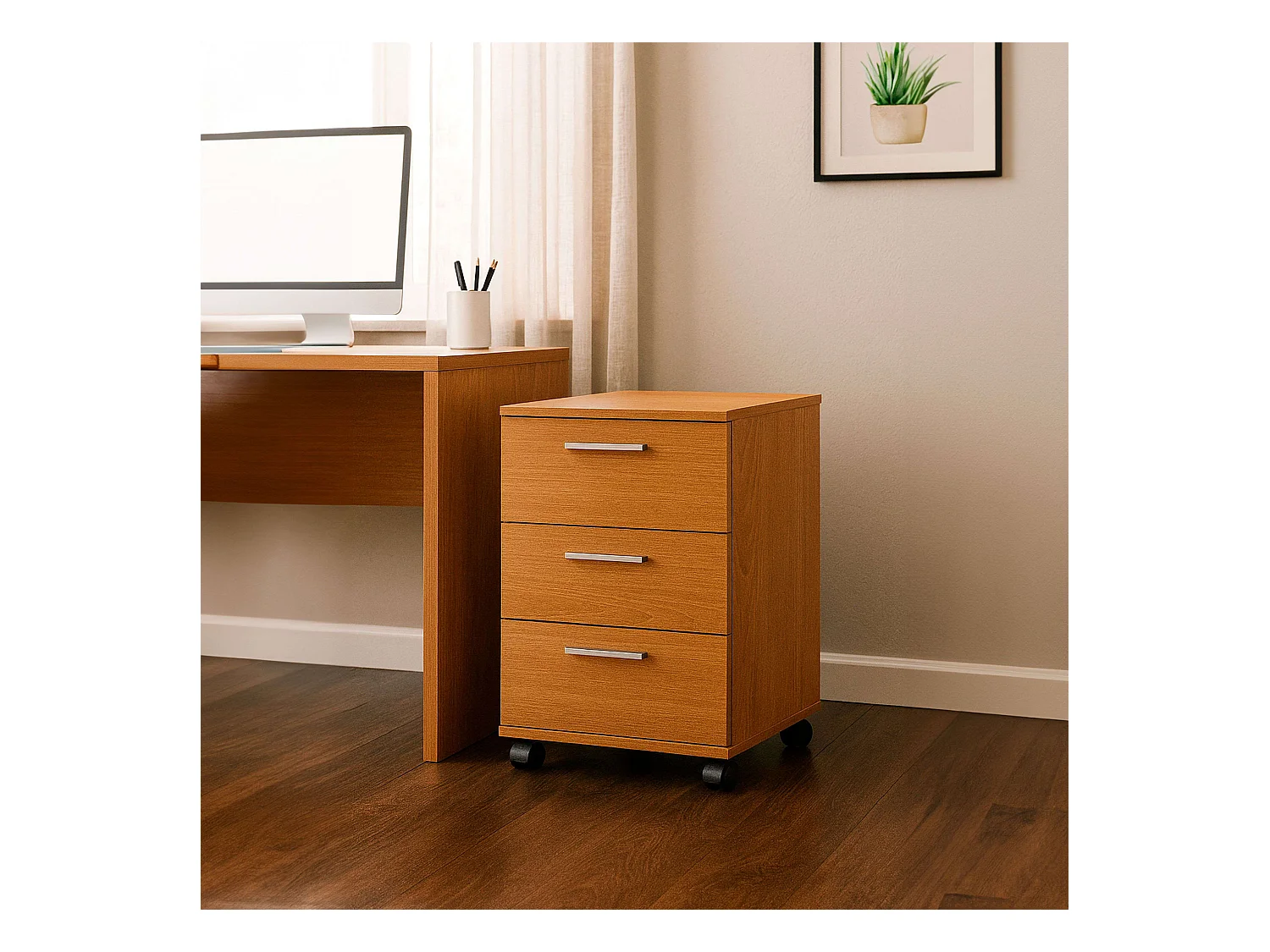 Commode 3 tiroirs Buc Cerisier 42x68x35 cm