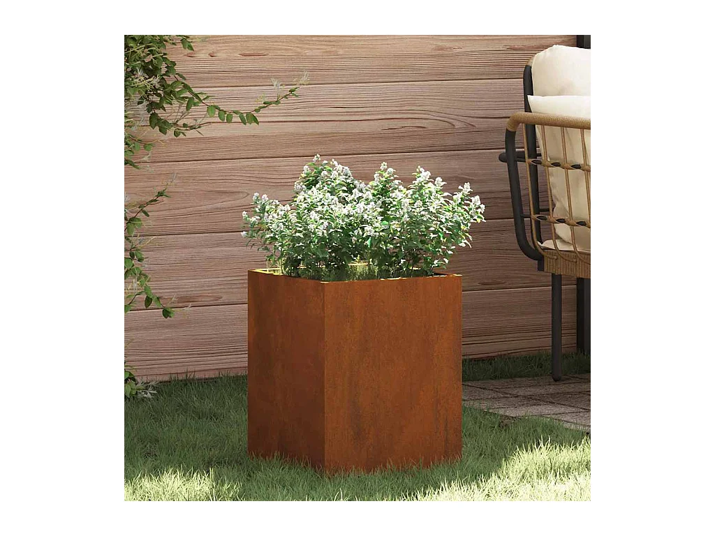 Cache-pot de jardin | Jardinière Marron 32 x 32 x 40 cm Acier vieilli