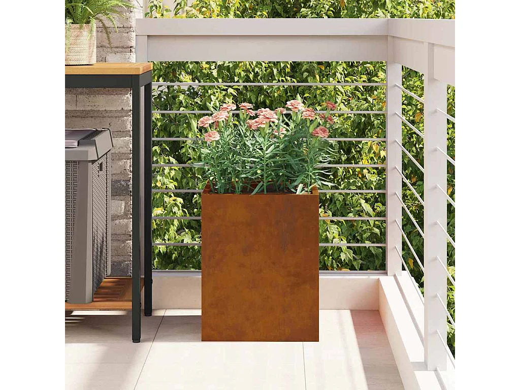 Cache-pot de jardin | Jardinière Marron 32 x 32 x 40 cm Acier vieilli