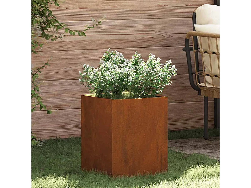 Cache-pot de jardin | Jardinière Marron 32 x 32 x 40 cm Acier vieilli
