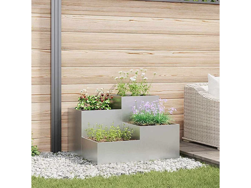 Maceta para Jardín | Jardinera | Macetero Plateado 100 x 100 x 60 cm Acero galvanizado