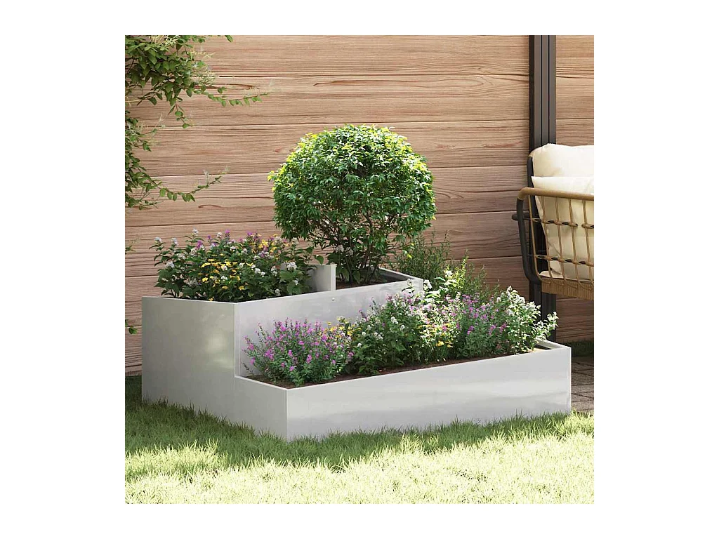 Maceta para Jardín | Jardinera | Macetero Plateado 100 x 100 x 50 cm Acero inoxidable