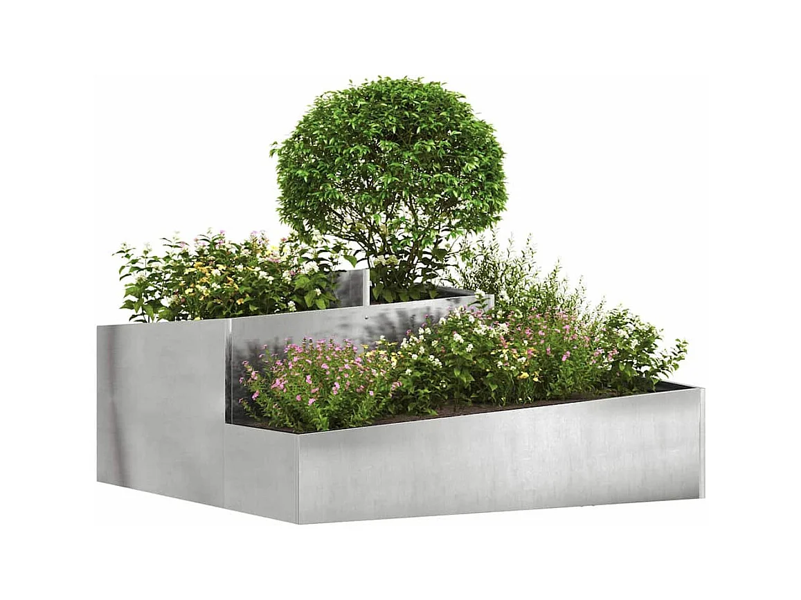 Maceta para Jardín | Jardinera | Macetero Plateado 100 x 100 x 50 cm Acero inoxidable