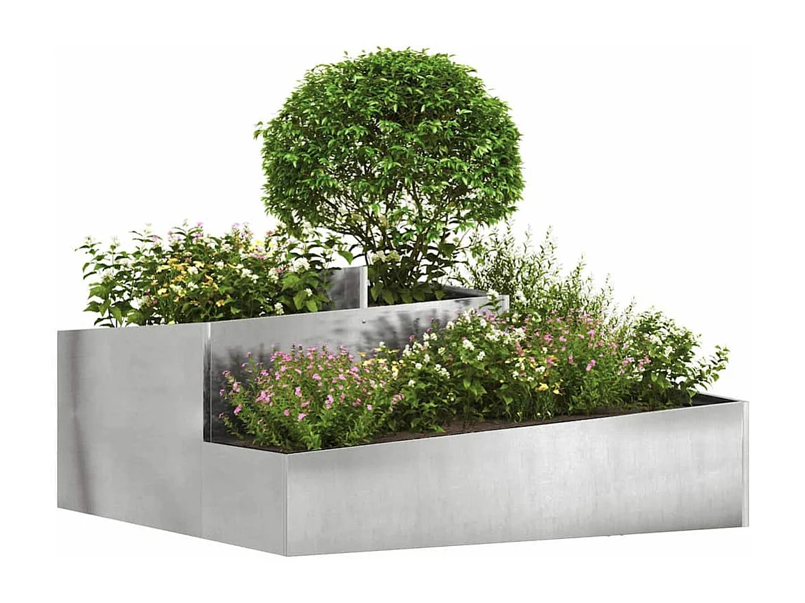 Maceta para Jardín | Jardinera | Macetero Plateado 100 x 100 x 50 cm Acero inoxidable