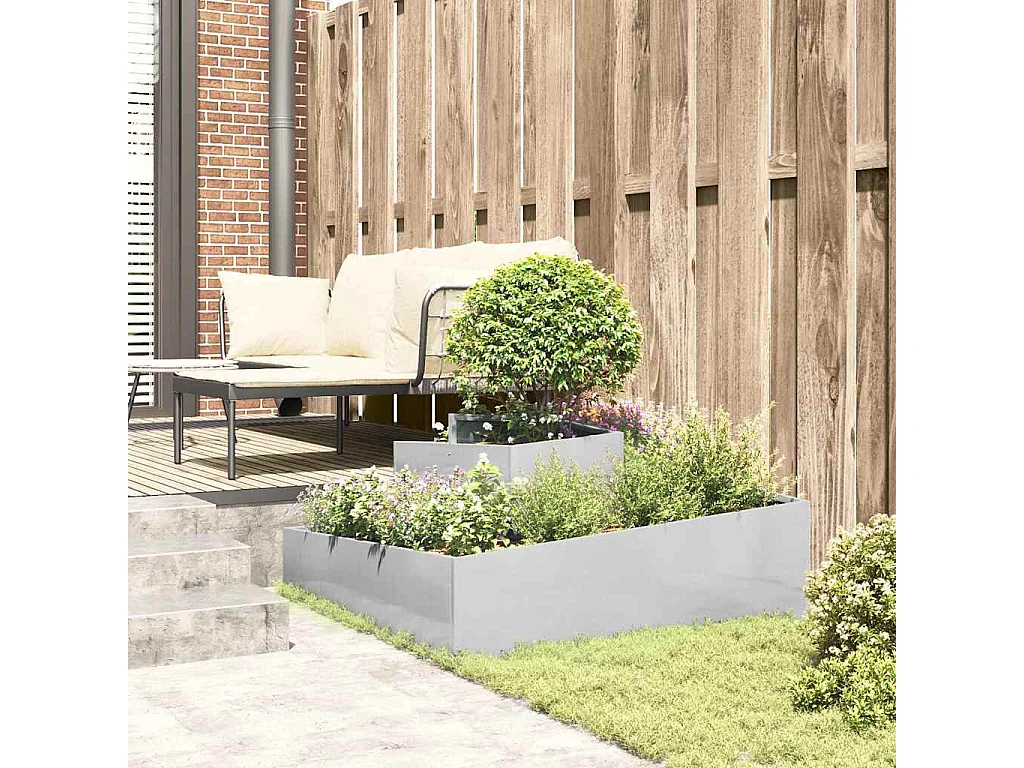 Maceta para Jardín | Jardinera | Macetero Plateado 100 x 100 x 50 cm Acero inoxidable