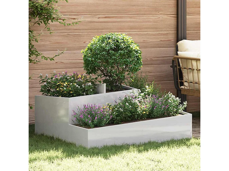 Maceta para Jardín | Jardinera | Macetero Plateado 100 x 100 x 50 cm Acero inoxidable