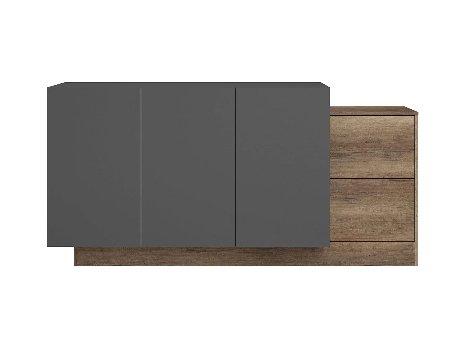 Aparador Opec 3 Portas 2 Gavetas Cinza e Carvalho 184x88,6x33 cm
