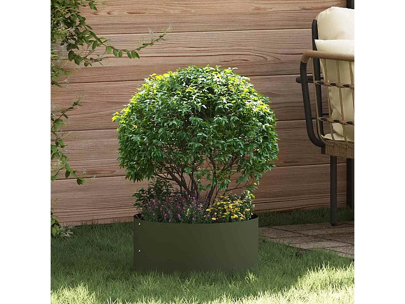 Cache-pot de jardin | Jardinière Vert olive 40 x 40 x 20 cm Acier