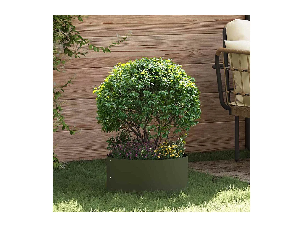 Maceta para Jardín | Jardinera | Macetero Verde oliva 40 x 40 x 20 cm Acero