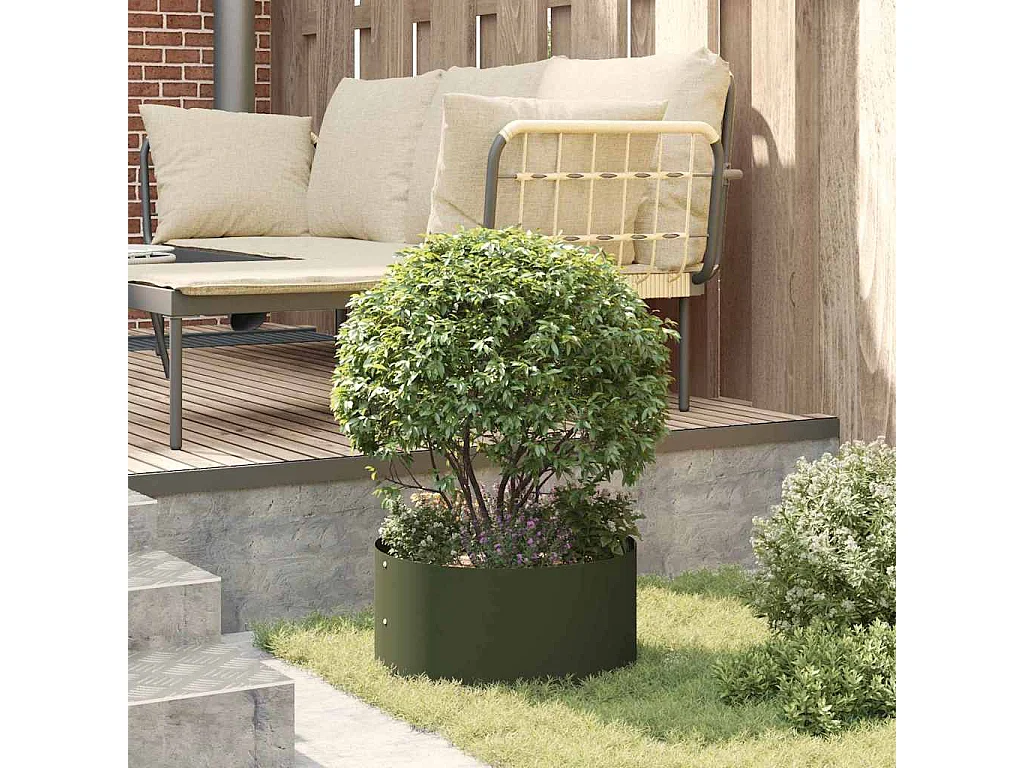 Cache-pot de jardin | Jardinière Vert olive 40 x 40 x 20 cm Acier
