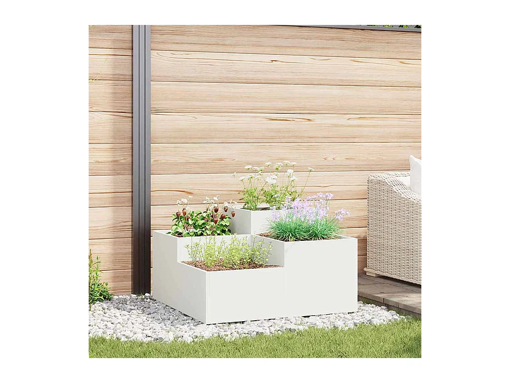 Cache-pot de jardin | Jardinière Blanc 100 x 100 x 48 cm Acier