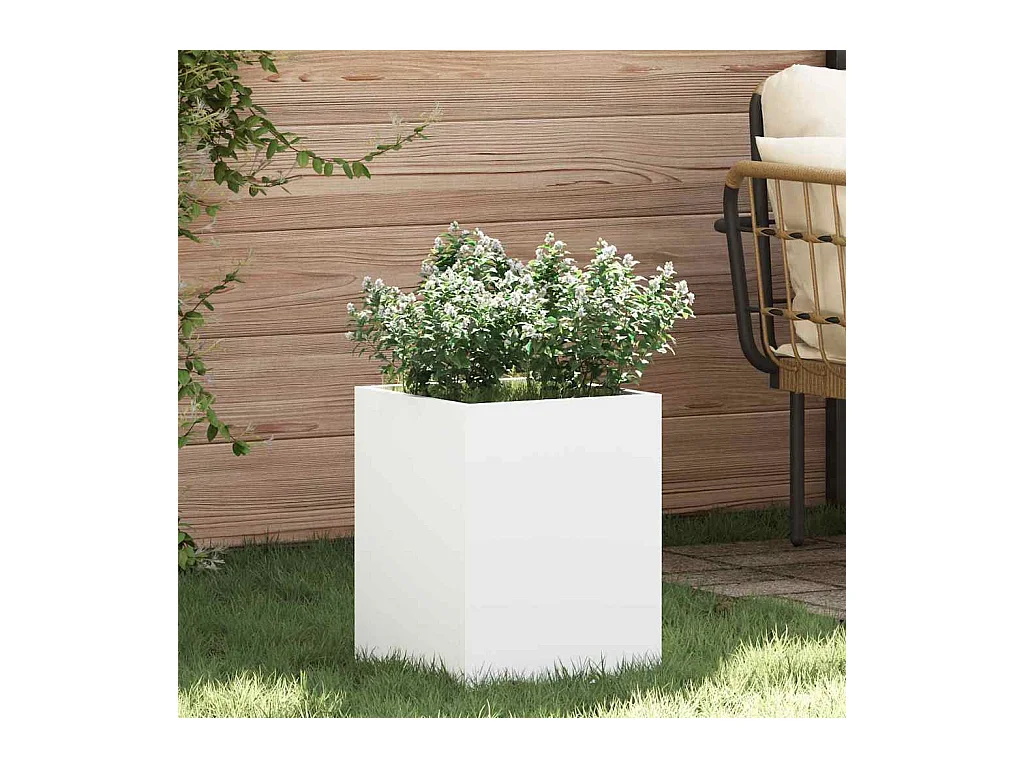 Cache-pot de jardin | Jardinière Blanc 32 x 32 x 40 cm Acier laminé à froid