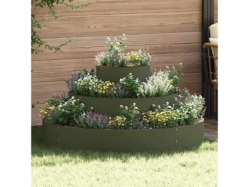 Cache-pot de jardin | Jardinière Vert olive 120 x 120 x 20 cm Acier