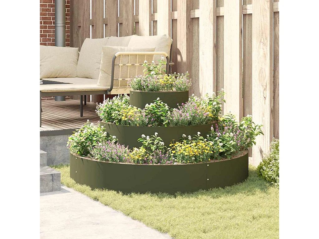 Maceta para Jardín | Jardinera | Macetero Verde oliva 120 x 120 x 20 cm Acero