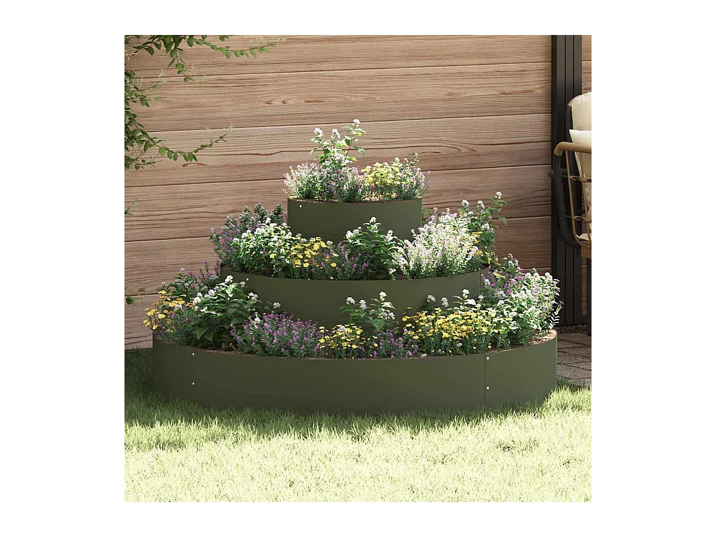 Cache-pot de jardin | Jardinière Vert olive 120 x 120 x 20 cm Acier