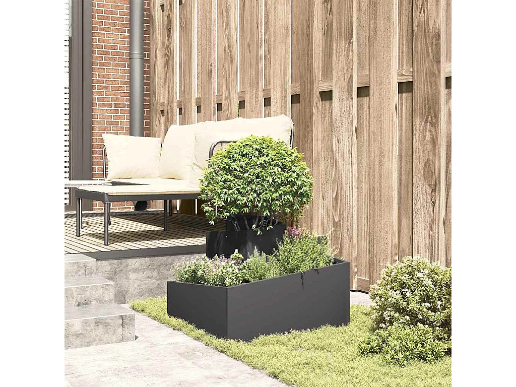Maceta para Jardín | Jardinera | Macetero Negro 60 x 60 x 50 cm Acero