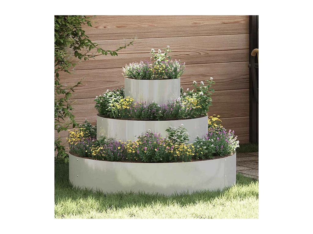 Maceta para Jardín | Jardinera | Macetero Plateado 90 x 90 x 20 cm Acero galvanizado