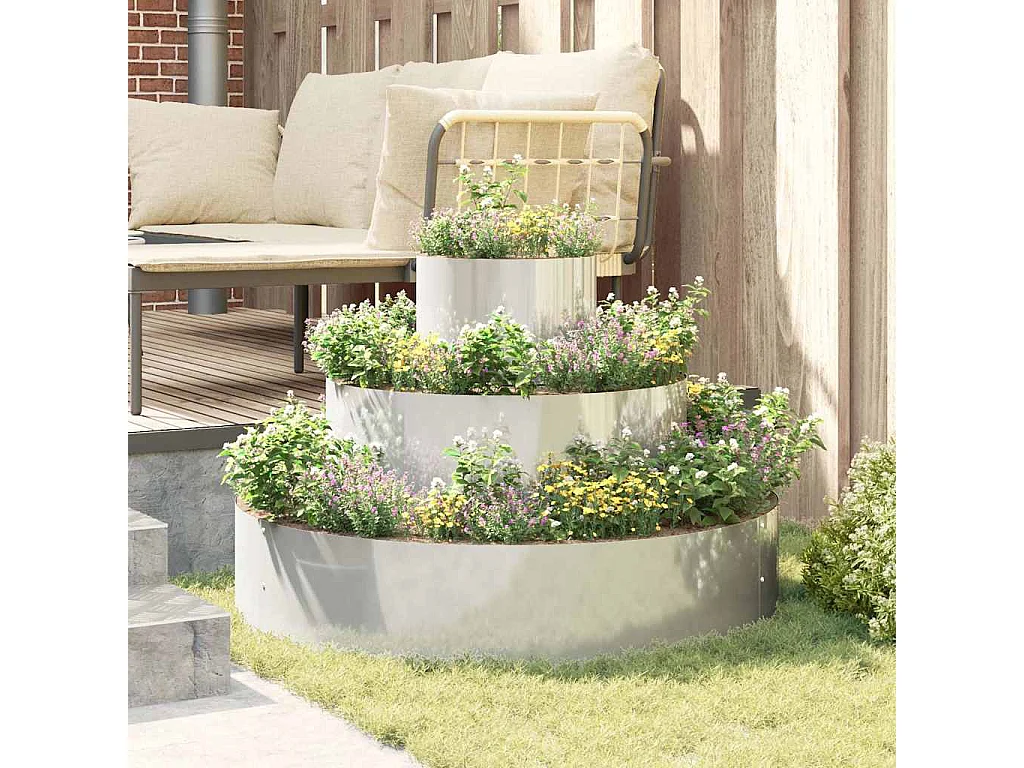 Maceta para Jardín | Jardinera | Macetero Plateado 90 x 90 x 20 cm Acero galvanizado