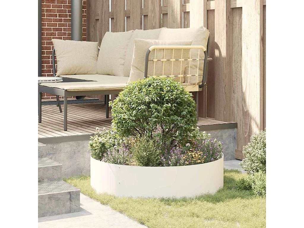 Cache-pot de jardin | Jardinière Blanc 80 x 80 x 20 cm Acier