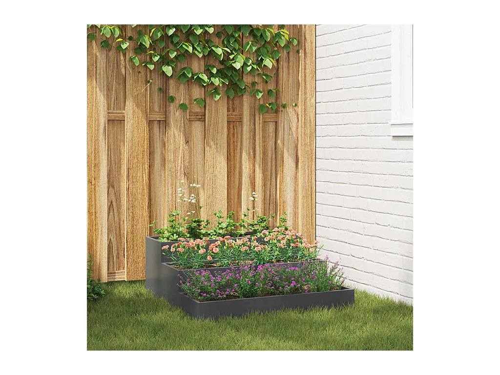 Maceta para Jardín | Jardinera | Macetero Antracita 90 x 90 x 35 cm Acero