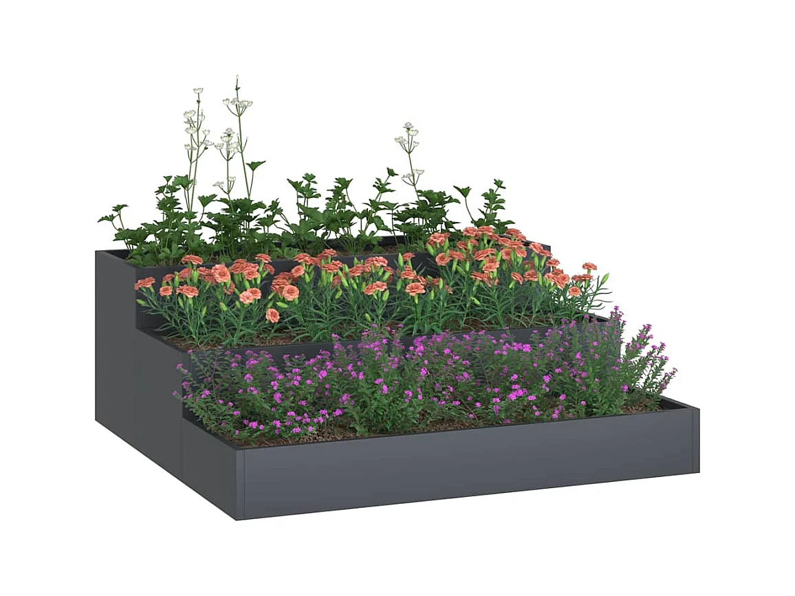 Maceta para Jardín | Jardinera | Macetero Antracita 90 x 90 x 35 cm Acero