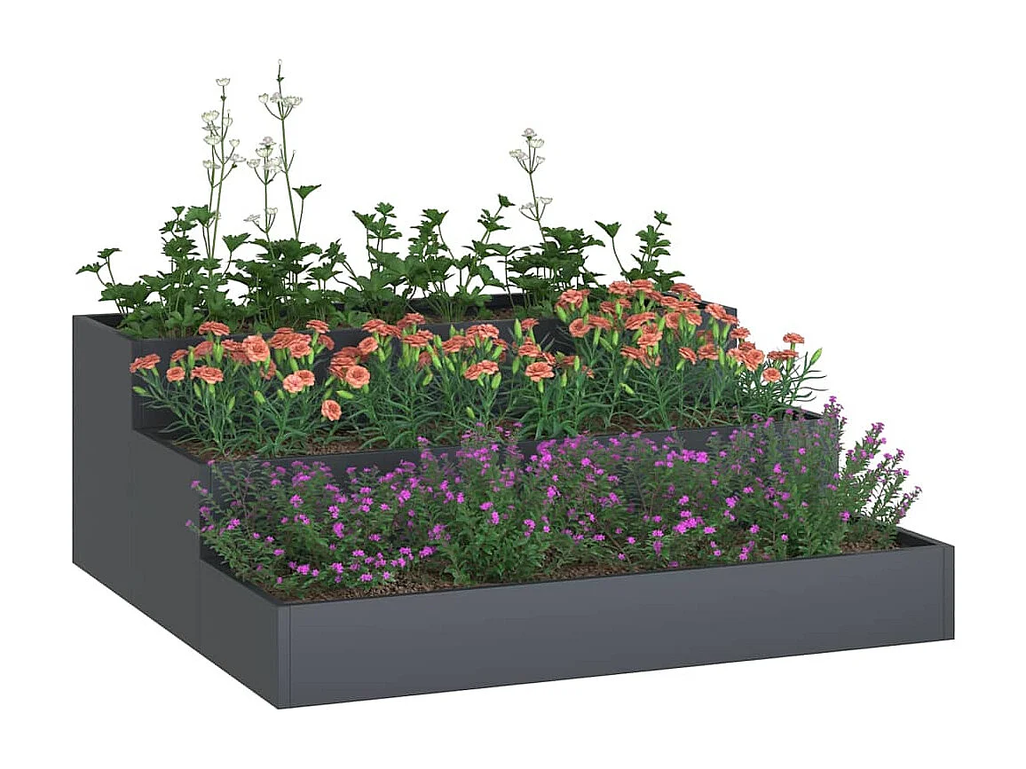 Maceta para Jardín | Jardinera | Macetero Antracita 90 x 90 x 35 cm Acero