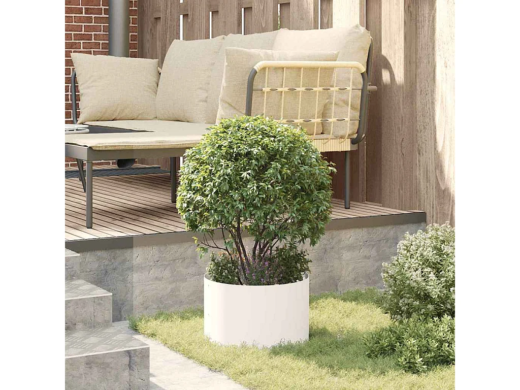 Maceta para Jardín | Jardinera | Macetero Blanco 30 x 30 x 20 cm Acero