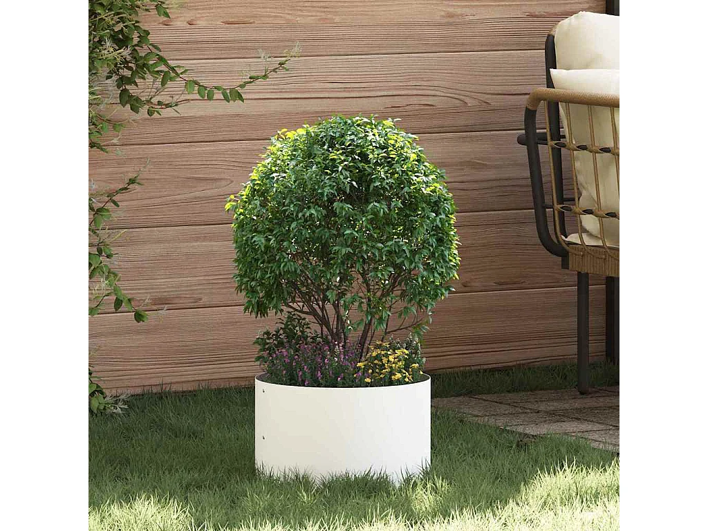 Maceta para Jardín | Jardinera | Macetero Blanco 30 x 30 x 20 cm Acero