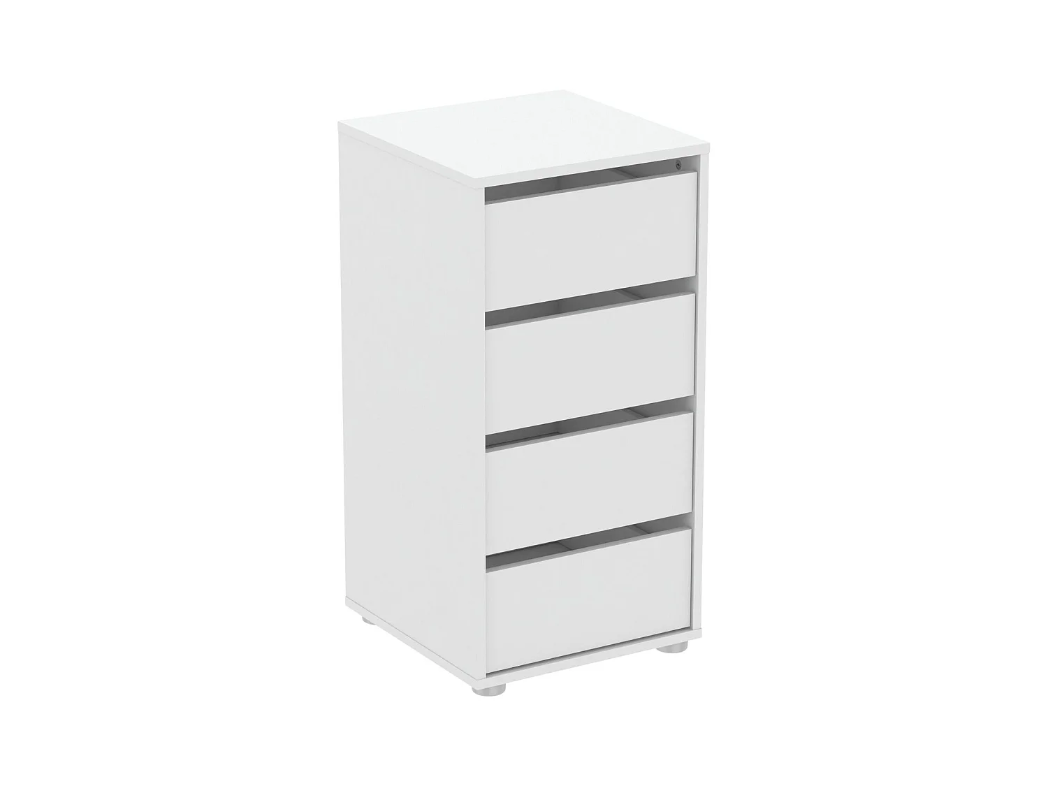 Commode 4 tiroirs Blokty pour chambre à coucher, blanc mat, 39,3 x 76,3 x 39,6 cm