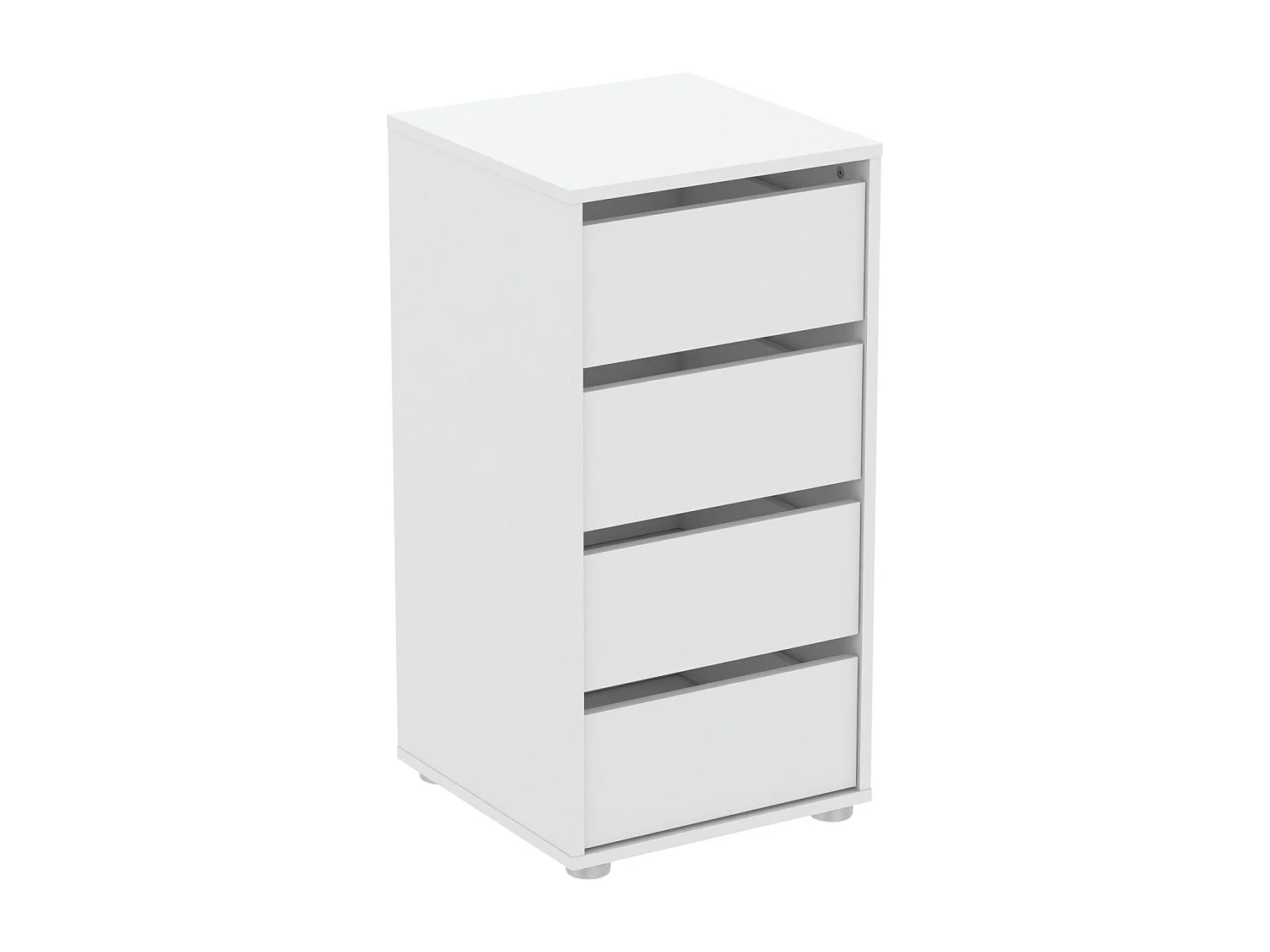 Commode 4 tiroirs Blokty pour chambre à coucher, blanc mat, 39,3 x 76,3 x 39,6 cm