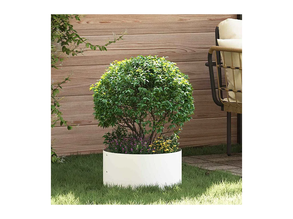 Cache-pot de jardin | Jardinière Blanc 40 x 40 x 20 cm Acier
