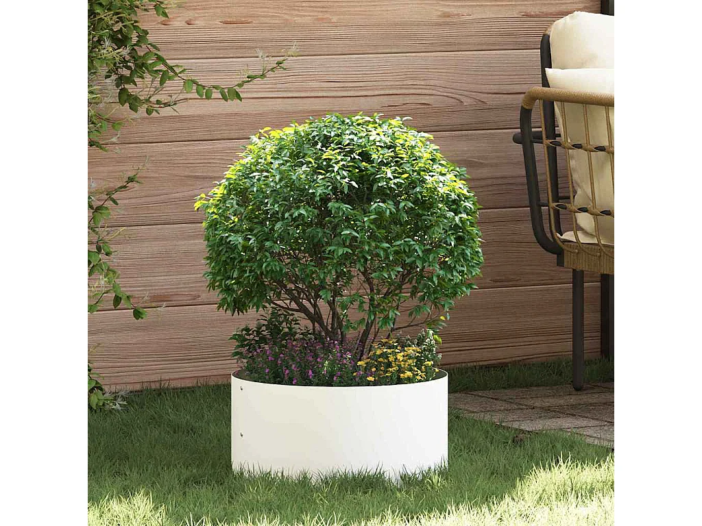 Maceta para Jardín | Jardinera | Macetero Blanco 40 x 40 x 20 cm Acero