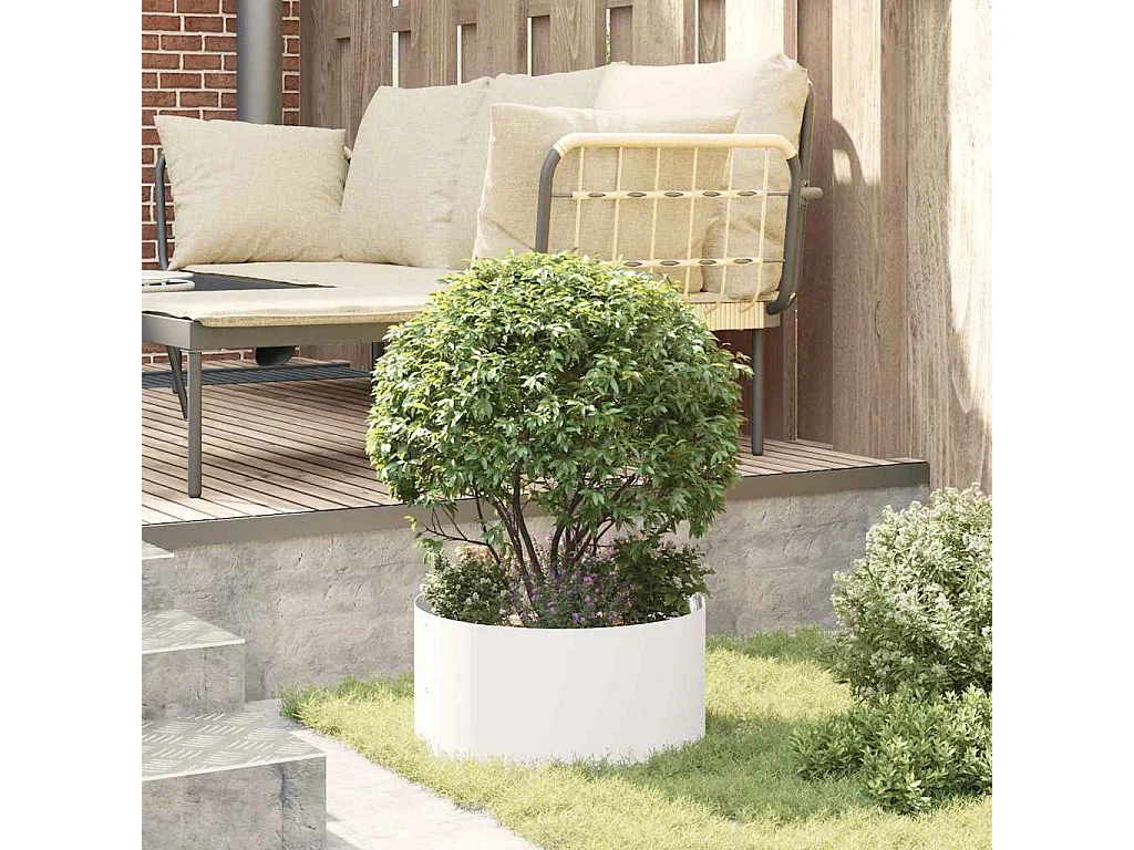 Maceta para Jardín | Jardinera | Macetero Blanco 40 x 40 x 20 cm Acero